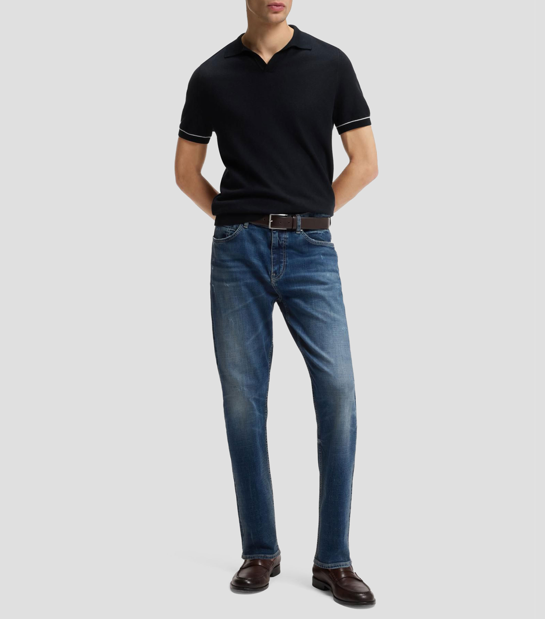Playera polo Boss de algodón con rayas horizontales Hombre